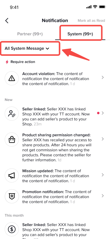 Platform Message Platform Notification