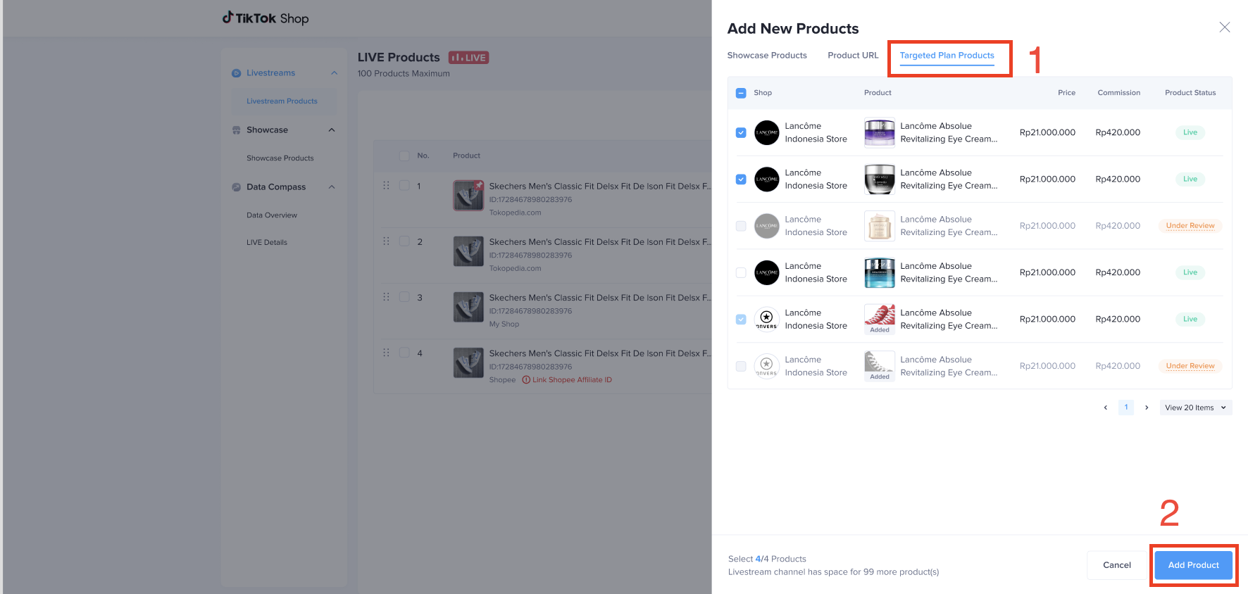 TikTok shopping ad creation interface