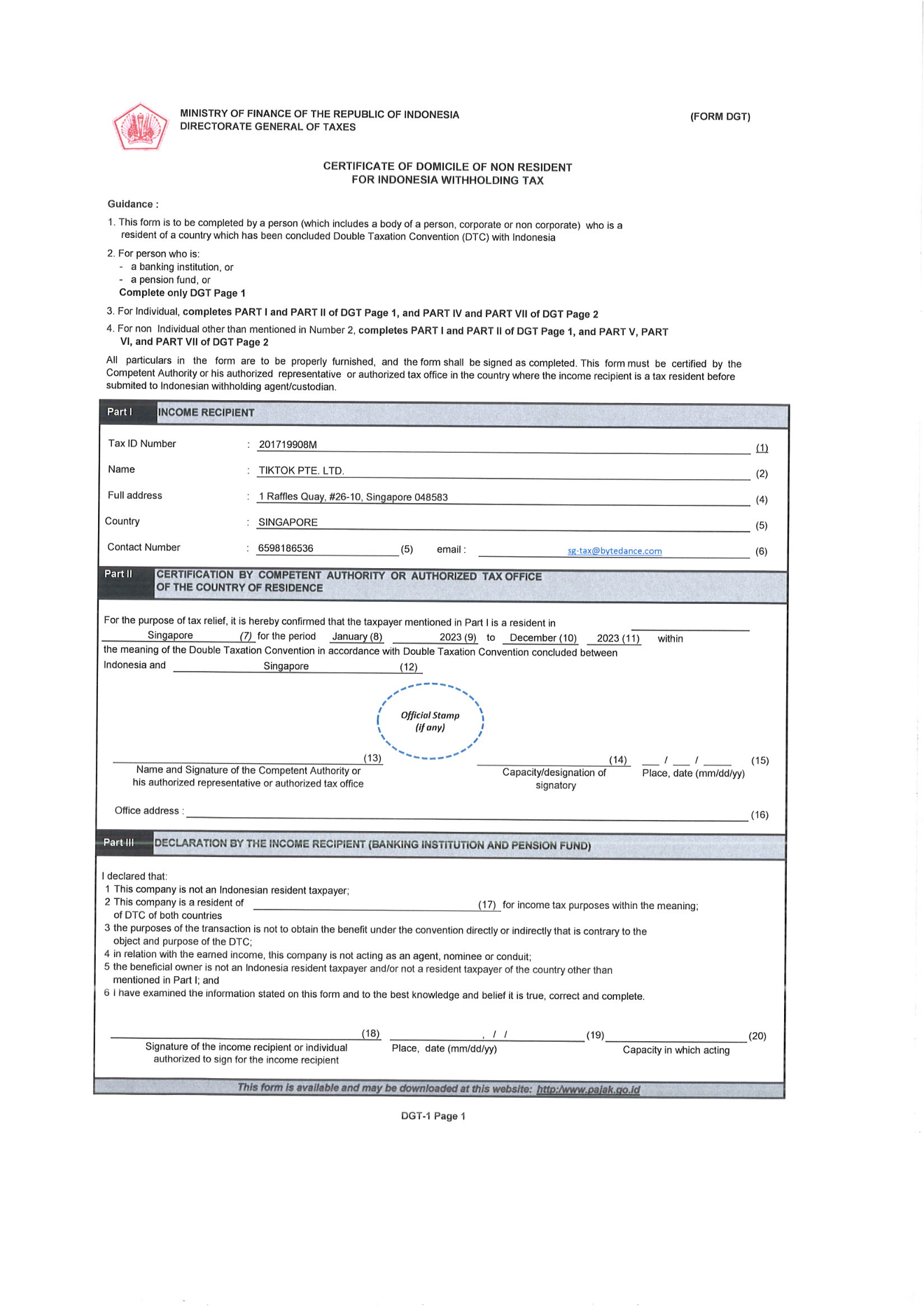DGT Form-TikTok Pte. Ltd. 2023.pdf