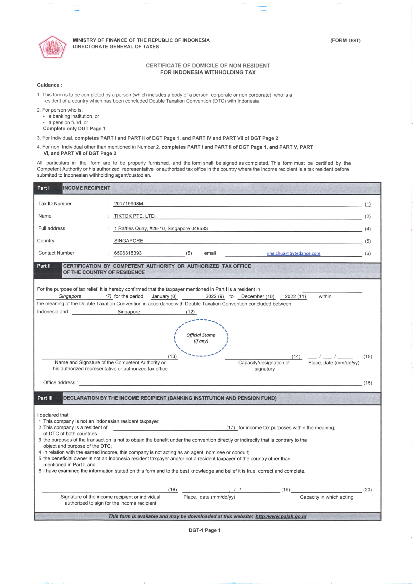 DGT Form-TikTok Pte. Ltd. 2022.pdf