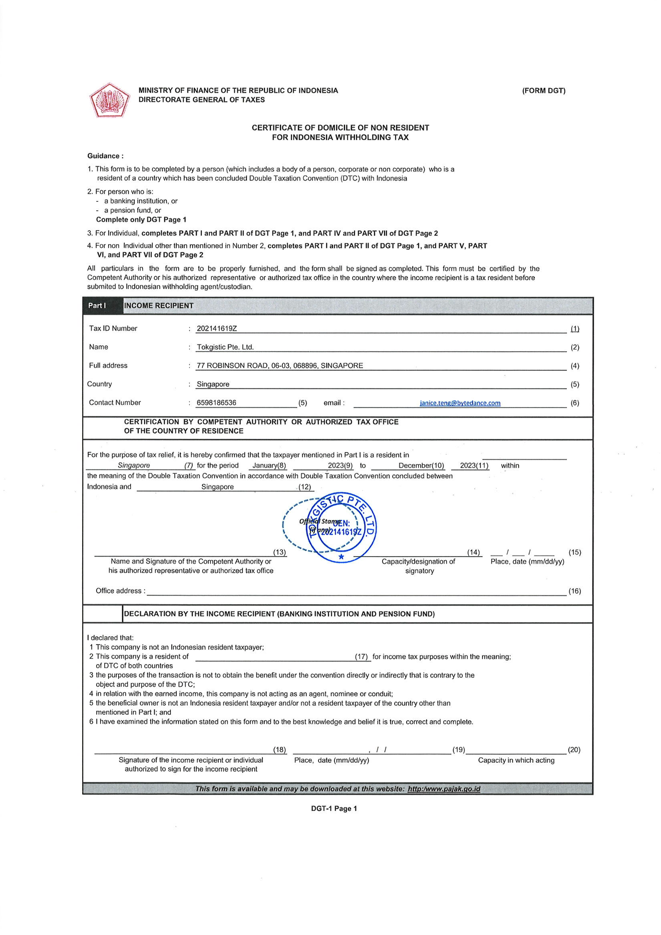 DGT Form-Tokgistic Pte. Ltd. 2023.pdf